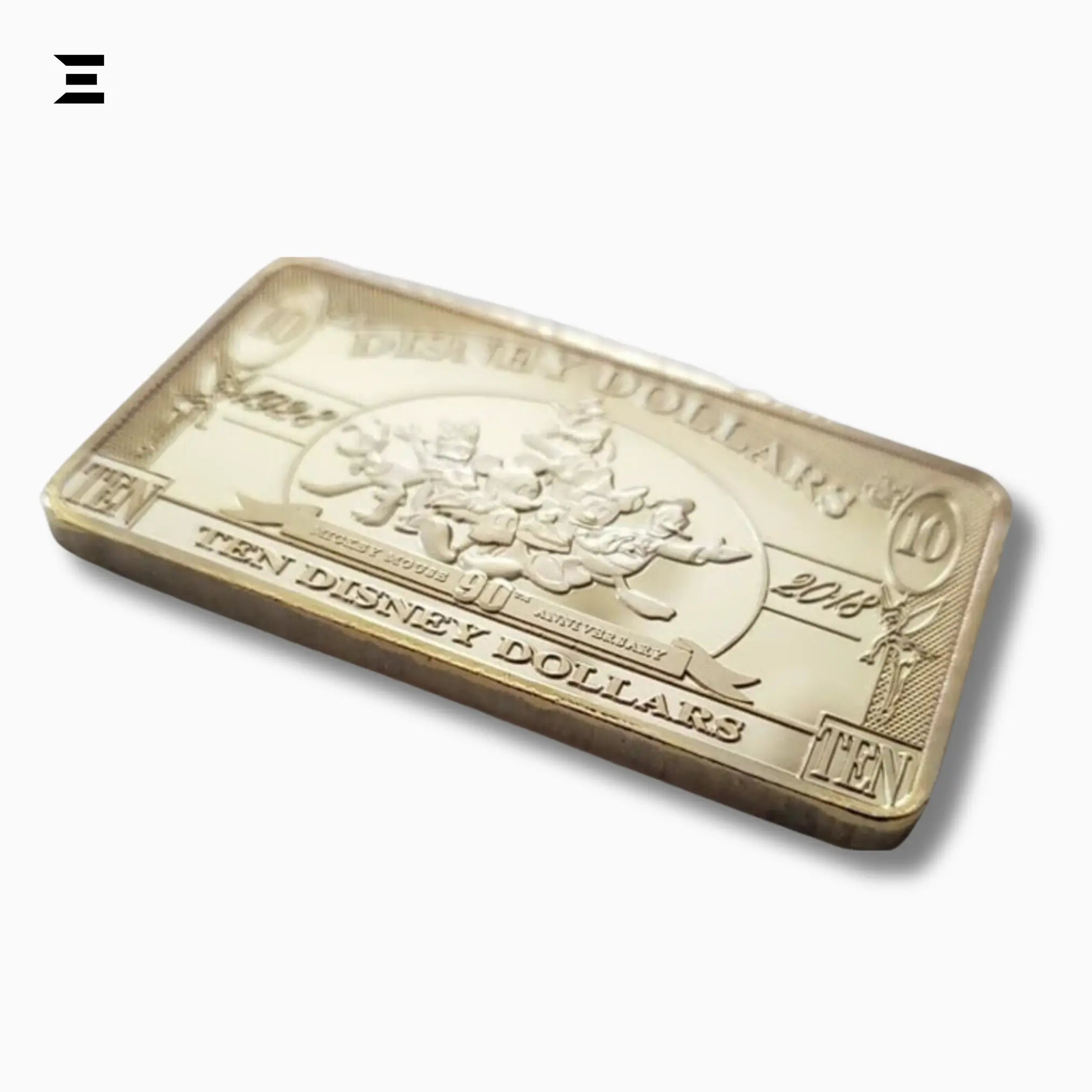 Rare Disney Dollars $10 Gold Coin Bar – 90th Anniversary Mickey Mouse Collectible - IBRELIA