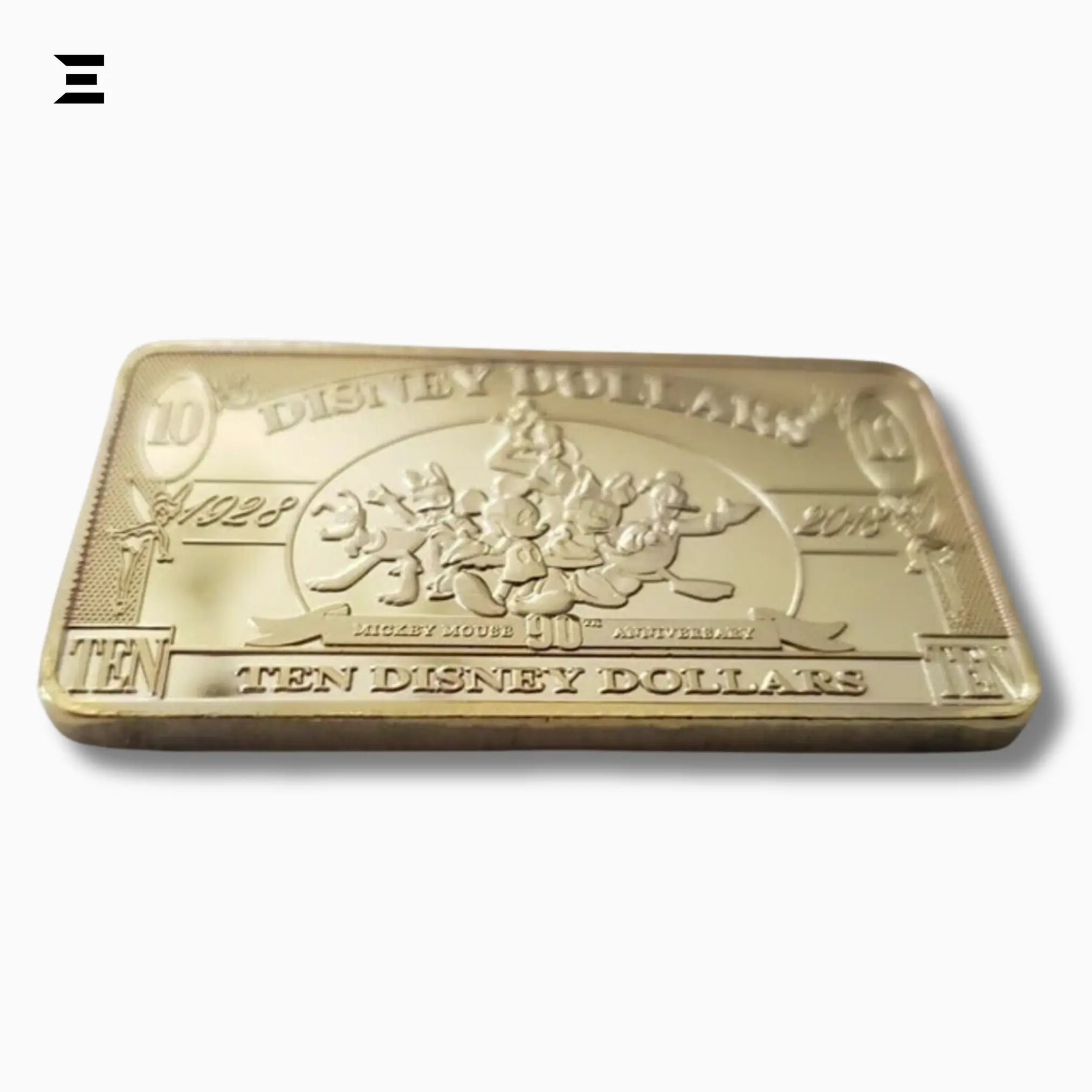 Rare Disney Dollars $10 Gold Coin Bar – 90th Anniversary Mickey Mouse Collectible - IBRELIA