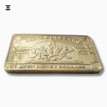 Rare Disney Dollars $10 Gold Coin Bar – 90th Anniversary Mickey Mouse Collectible - IBRELIA