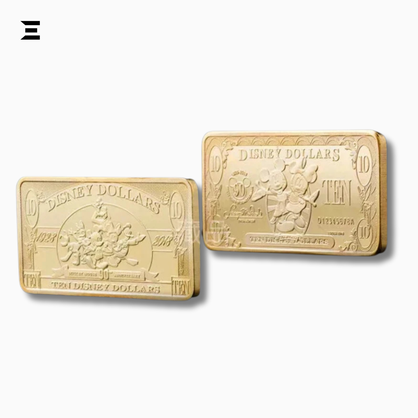 Rare Disney Dollars $10 Gold Coin Bar – 90th Anniversary Mickey Mouse Collectible IBRELIA