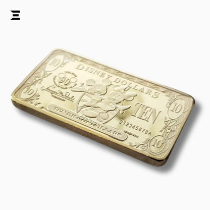 Rare Disney Dollars $10 Gold Coin Bar – 90th Anniversary Mickey Mouse Collectible - IBRELIA