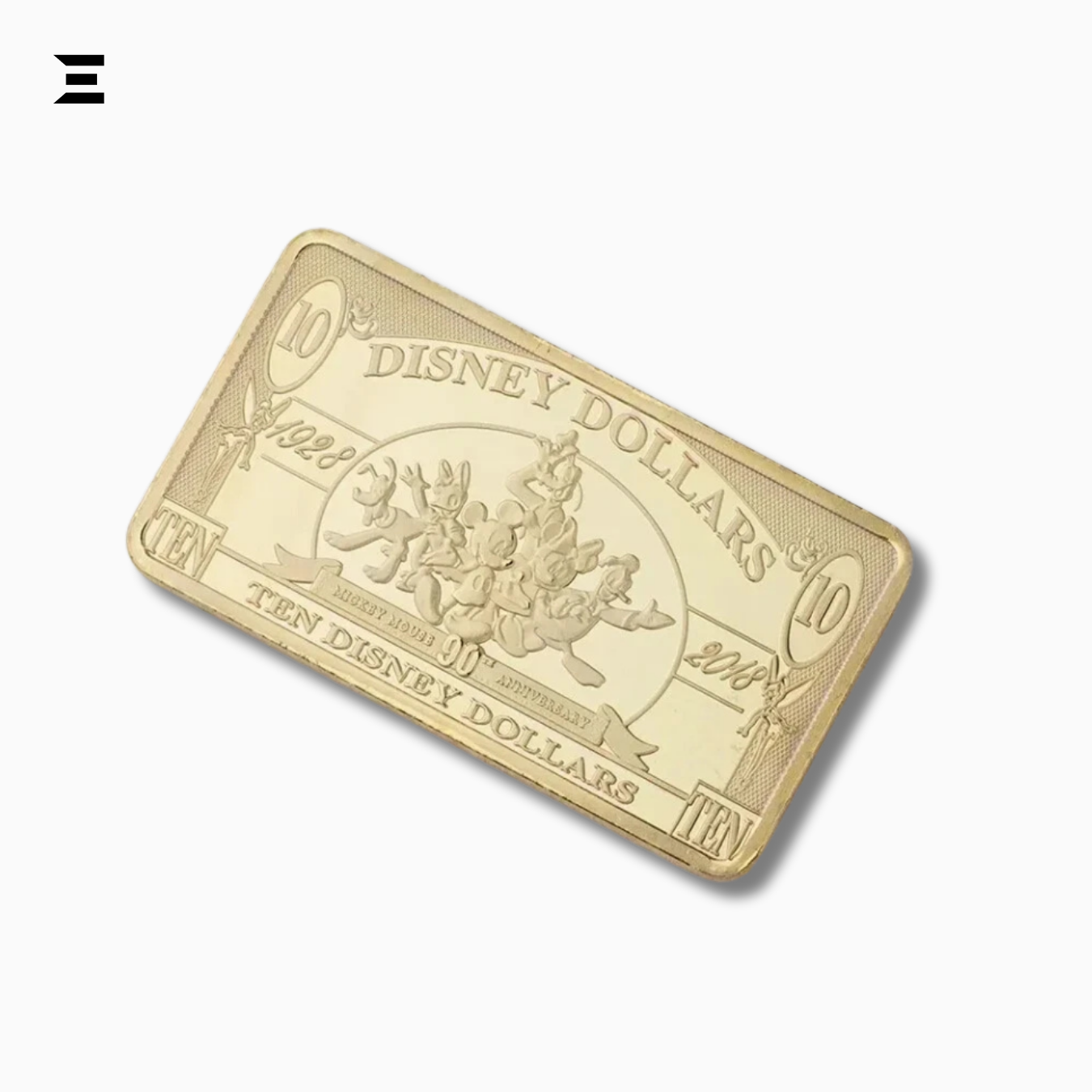 Rare Disney Dollars $10 Gold Coin Bar – 90th Anniversary Mickey Mouse Collectible IBRELIA