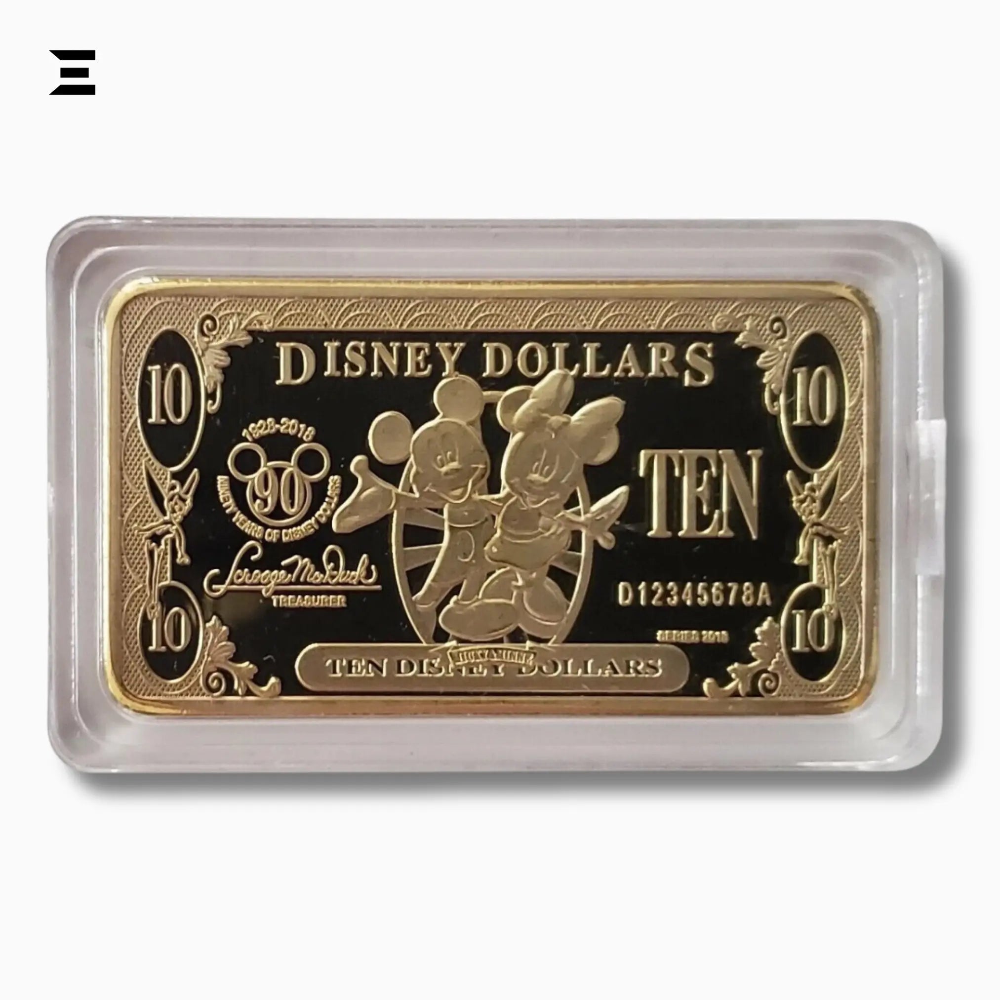 Rare Disney Dollars $10 Gold Coin Bar – 90th Anniversary Mickey Mouse Collectible - IBRELIA