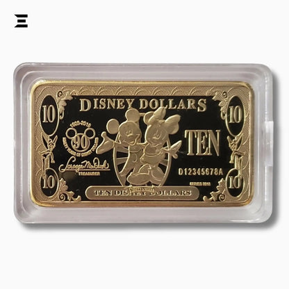 Rare Disney Dollars $10 Gold Coin Bar – 90th Anniversary Mickey Mouse Collectible - IBRELIA