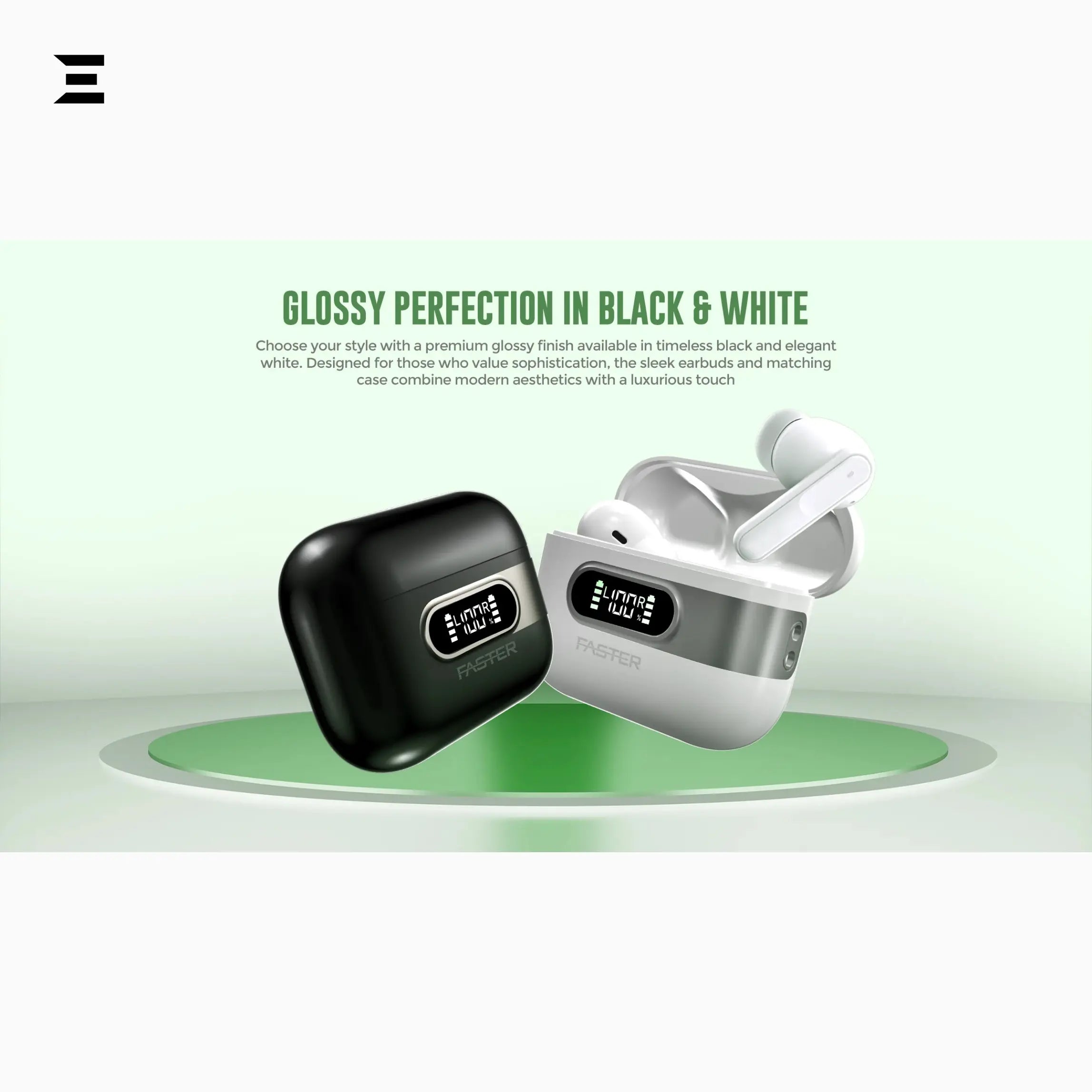 Faster FBT 230 Slick X – Bluetooth 5.4 Earbuds, 20H Playtime, LED Display - IBRELIA