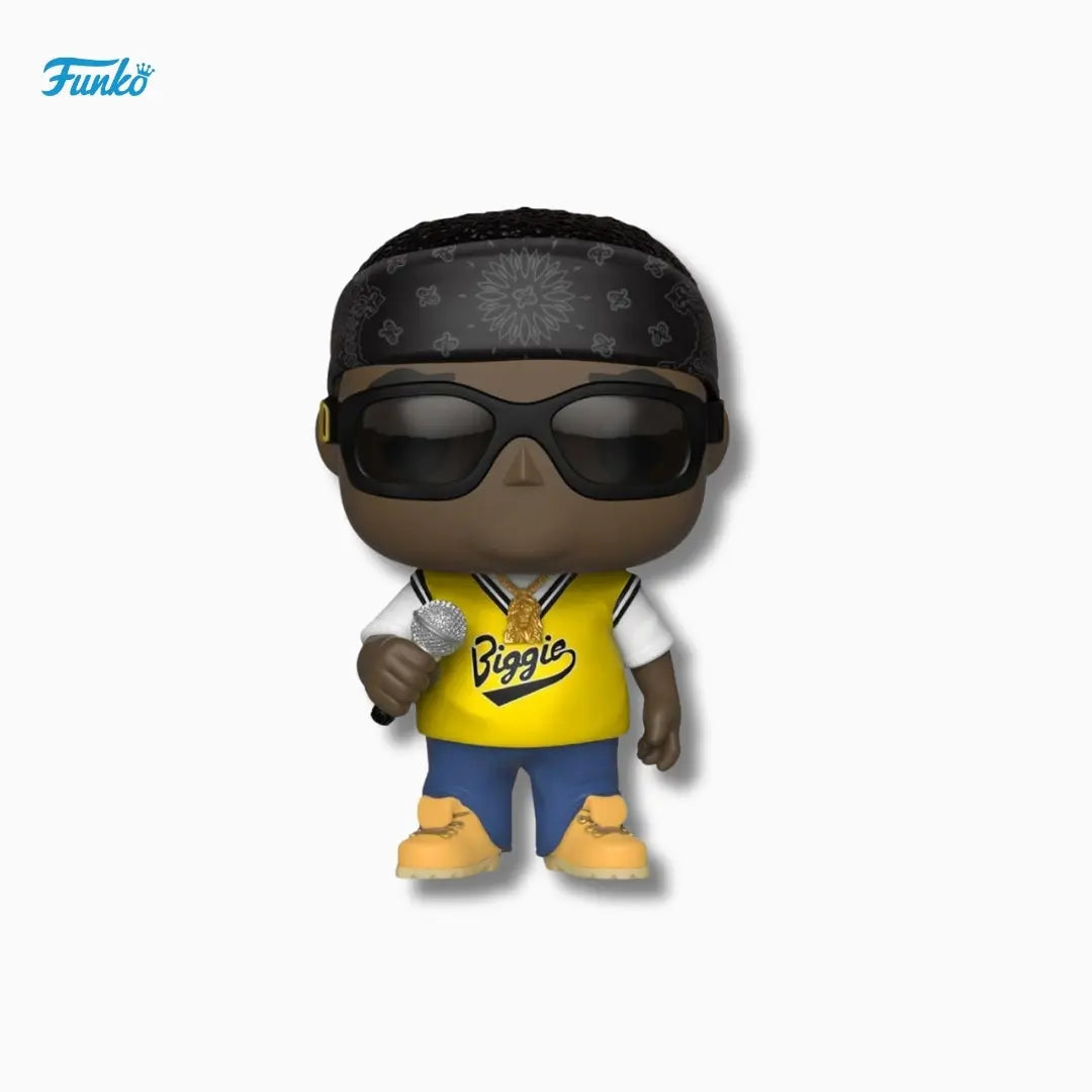 Funko Pop! vinyl figure with a yellow shirt and sunglasses on a white background