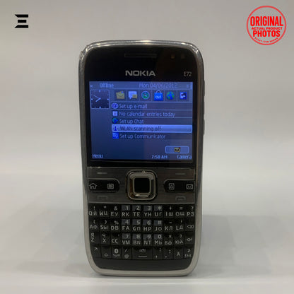 Nokia E72 Silver & Black | Pre-Owned | Original Nokia Symbian QWERTY Smartphone | Phone Only – With Charger