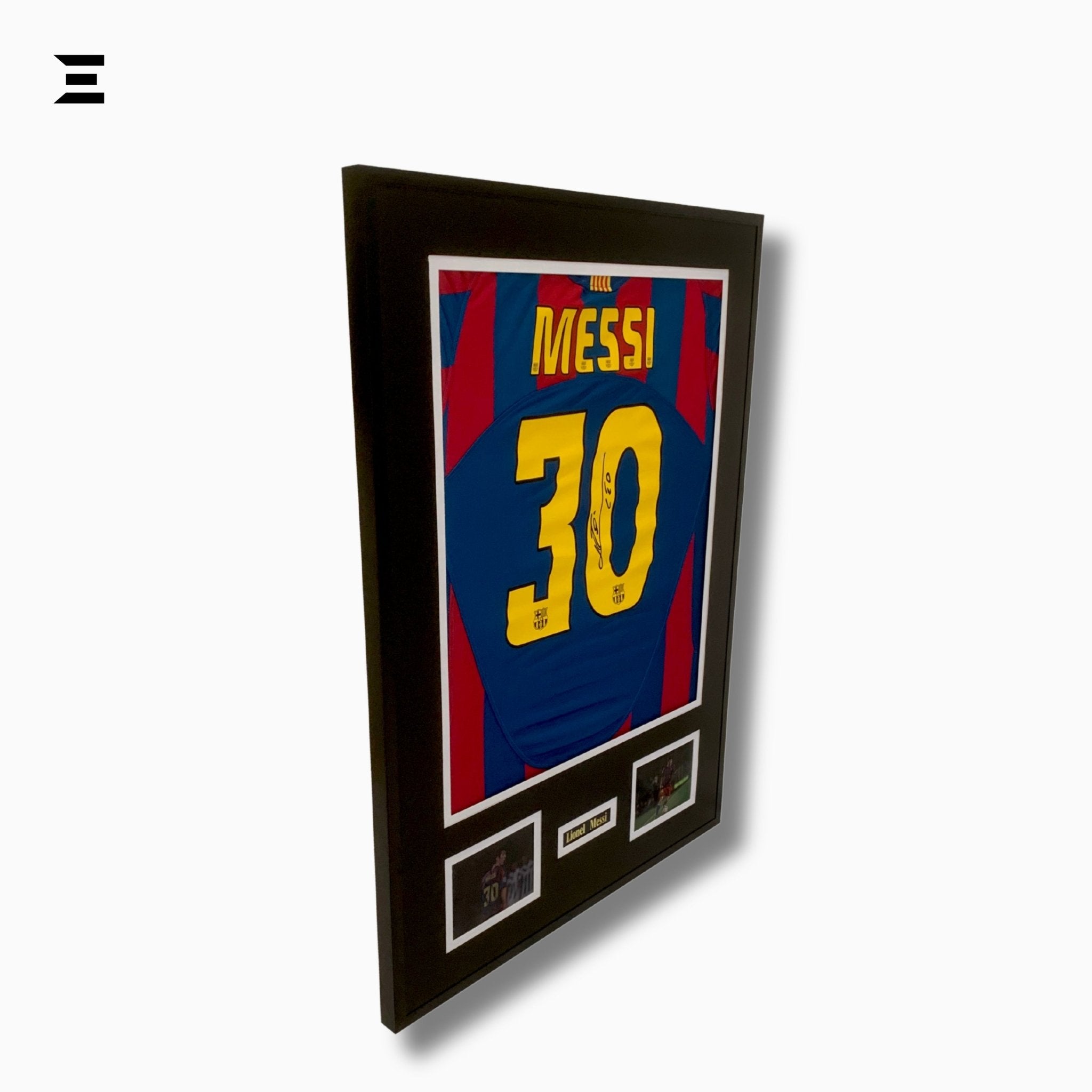 Lionel Messi “Signed” Barcelona Jersey Frame – Facsimile Autograph | Metal & Acrylic Display 23.5 × 31.5 in | IBRELIA™ - IBRELIA