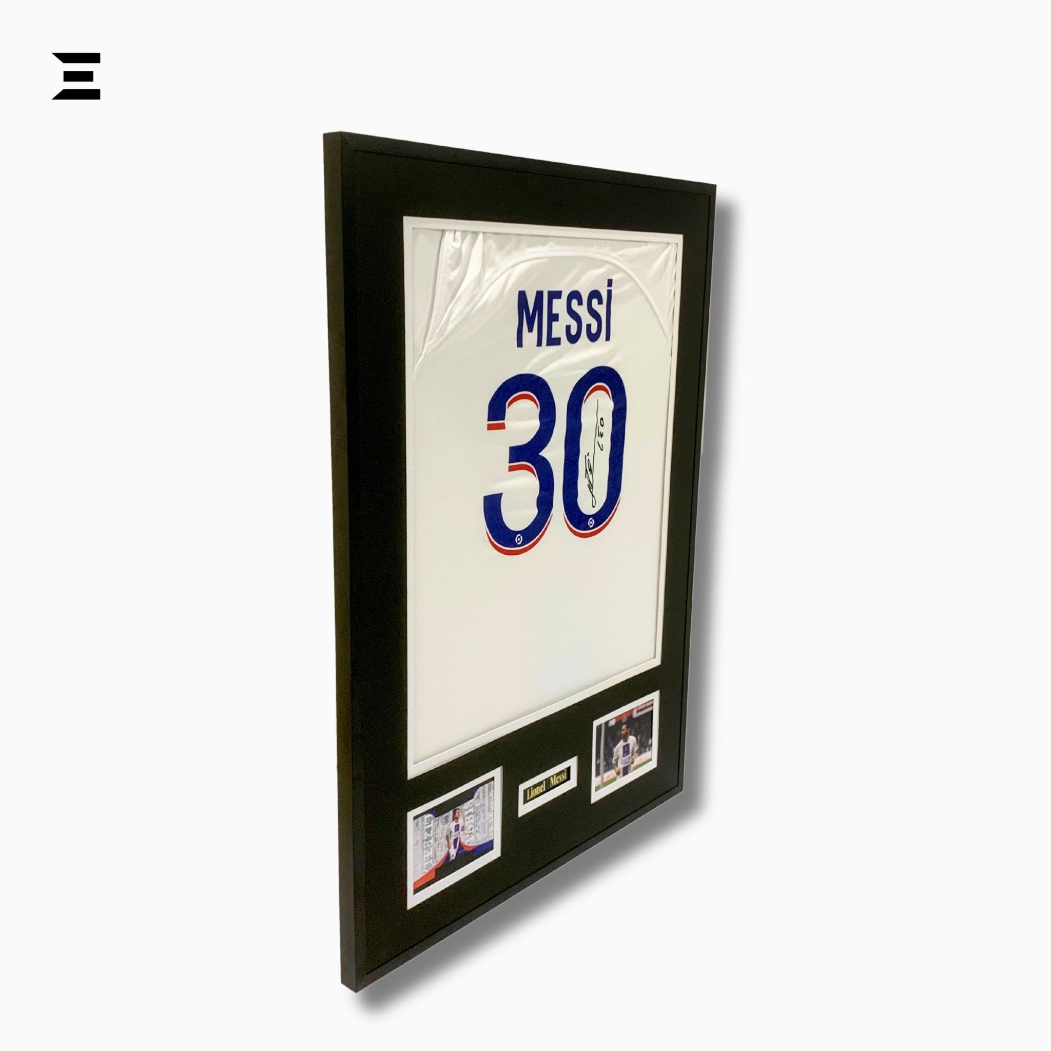 Lionel Messi “Signed” PSG Jersey Frame – Facsimile Autograph | Metal & Acrylic Display 23.5 × 31.5 in | IBRELIA™ - IBRELIA