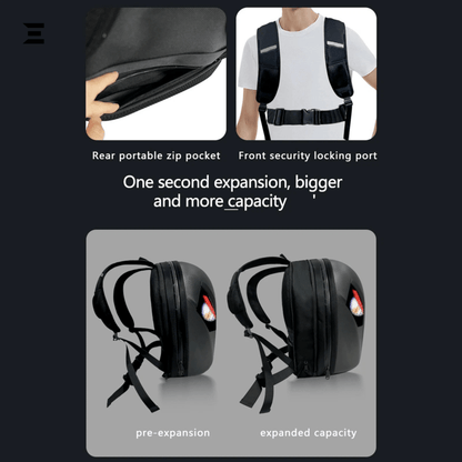 LED Motorcycle Backpack – Waterproof Digital Display Smart Bag with WiFi App Control (Black/Carbon) | IBRELIA™ - IBRELIA