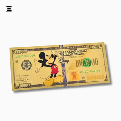 24K Gold Plated $1,000,000 Mickey Mouse Collectible Note – Disney Cartoon Characters Edition IBRELIA