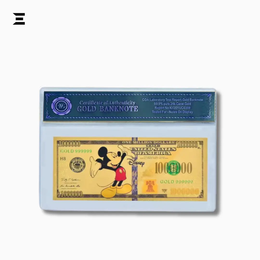24K Gold Plated $1,000,000 Mickey Mouse Collectible Note – Disney Cartoon Characters Edition IBRELIA