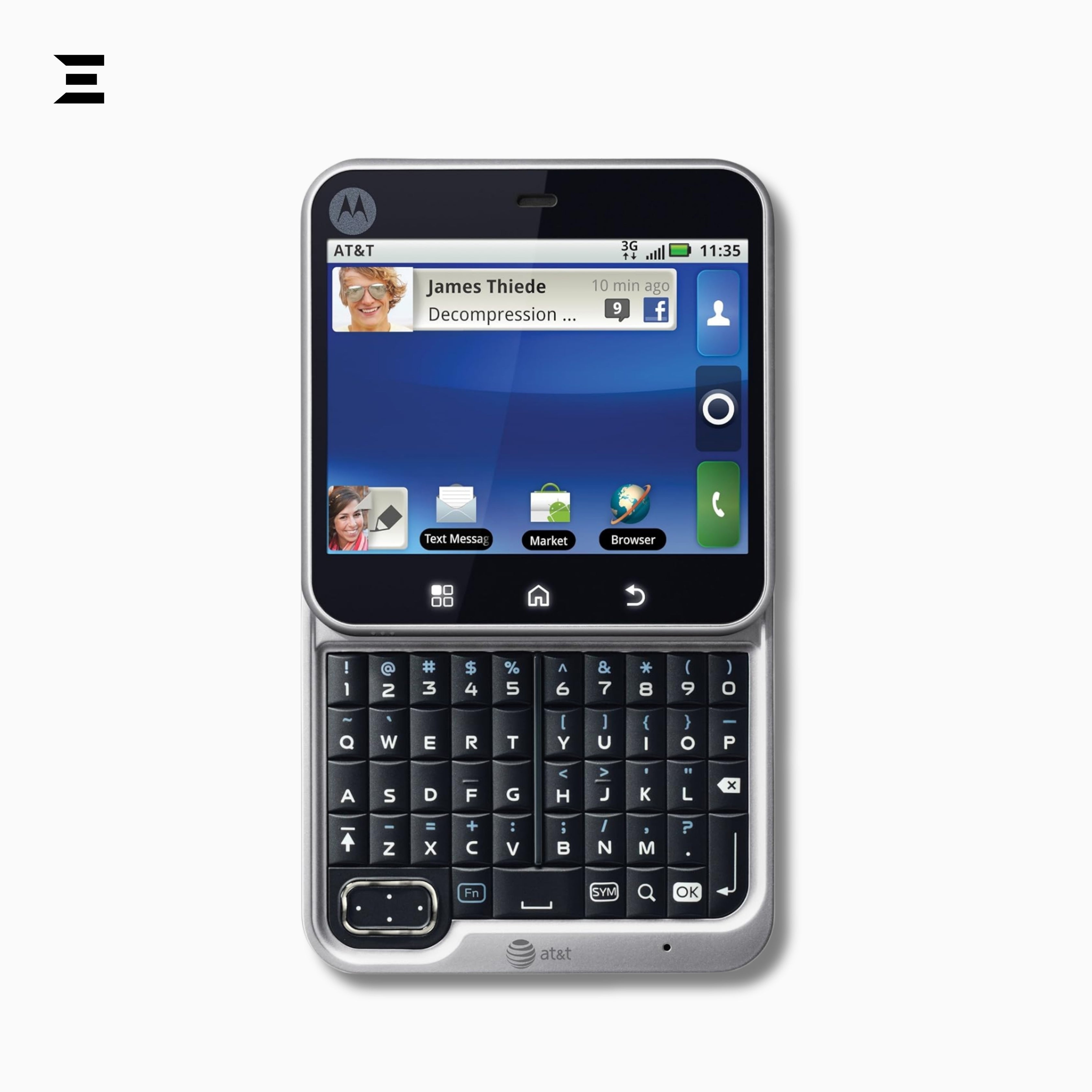 Motorola Flipout MB511 (Unlocked) Square Android Smartphone with Swivel QWERTY Keyboard – Complete Box Set