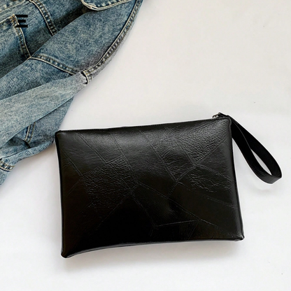 Black Rivet Oversized Wristlet Bag | PU Leather Studded Clutch for Women | IBRELIA™