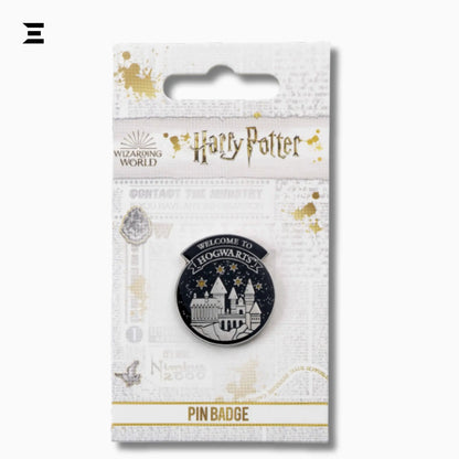 Harry Potter Welcome to Hogwarts Pin Badge – Silver Plated Enamel Castle Collectible - IBRELIA
