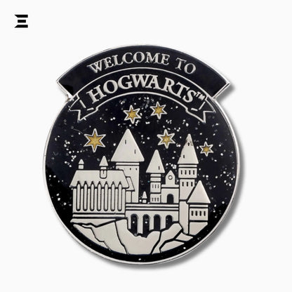 Harry Potter Welcome to Hogwarts Pin Badge – Silver Plated Enamel Castle Collectible - IBRELIA
