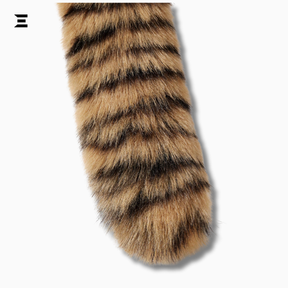 Premium Faux Fur Tail Keychain – Tiger Stripe Plush Accessory for Bags, Jeans & Backpacks