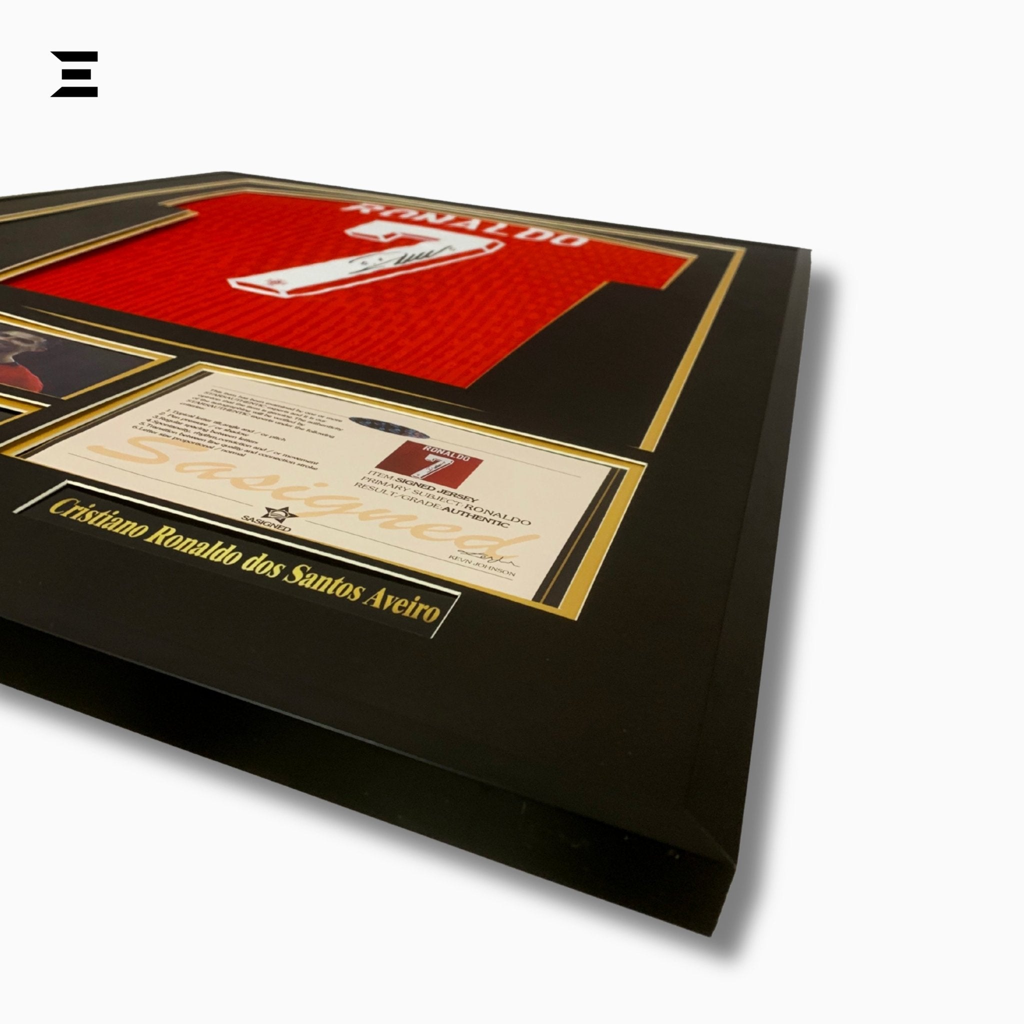 Cristiano Ronaldo “Signed” Portugal Gold Edition Jersey Frame – Facsimile Autograph | Metal & Acrylic Display 23.5 × 31.5 in | IBRELIA™ - IBRELIA