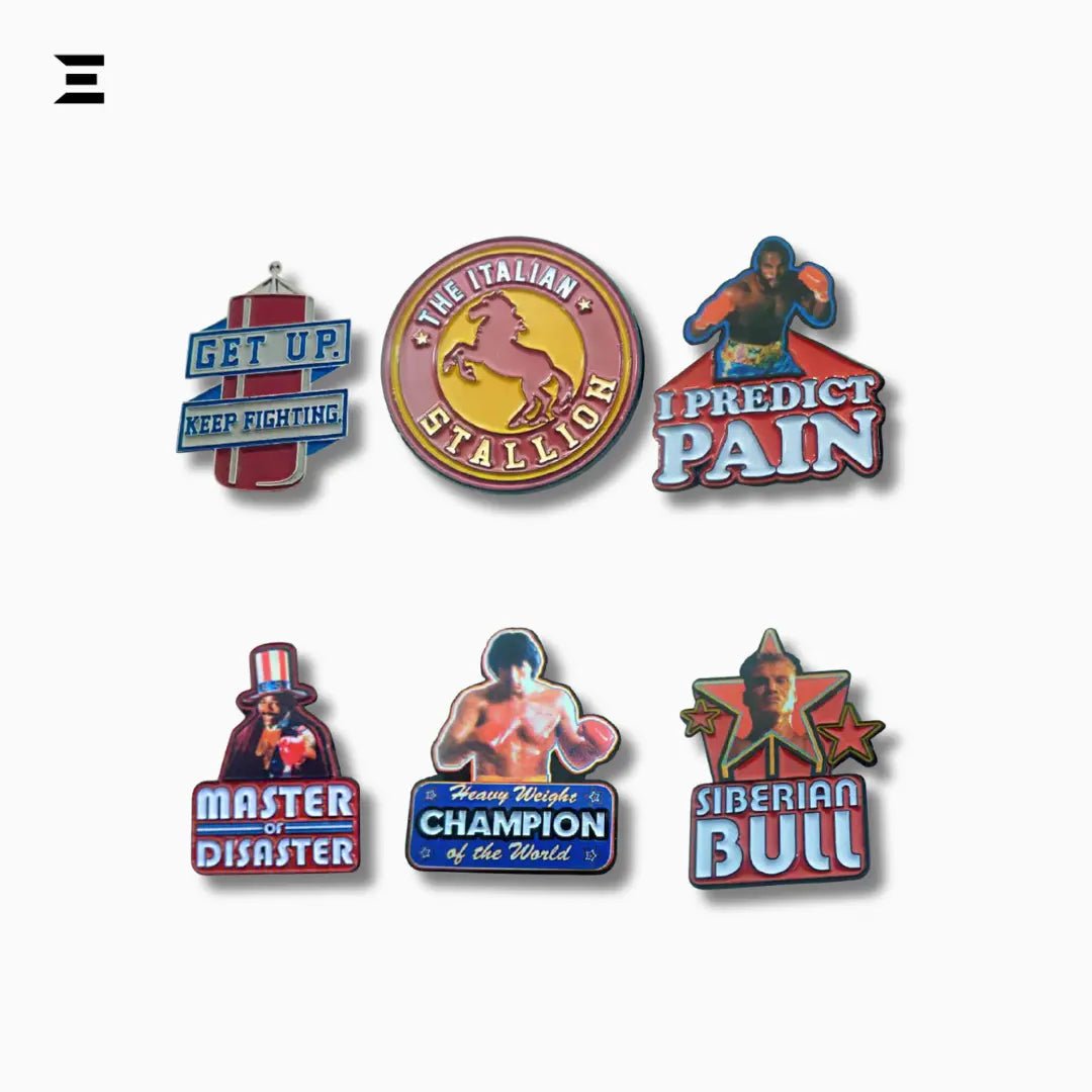 Rocky 45th Anniversary Limited Edition Pin Badge Set – Official Collectible (6 Pack) - IBRELIA