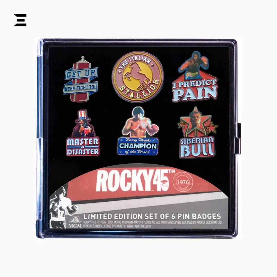 Rocky 45th Anniversary Limited Edition Pin Badge Set – Official Collectible (6 Pack) - IBRELIA