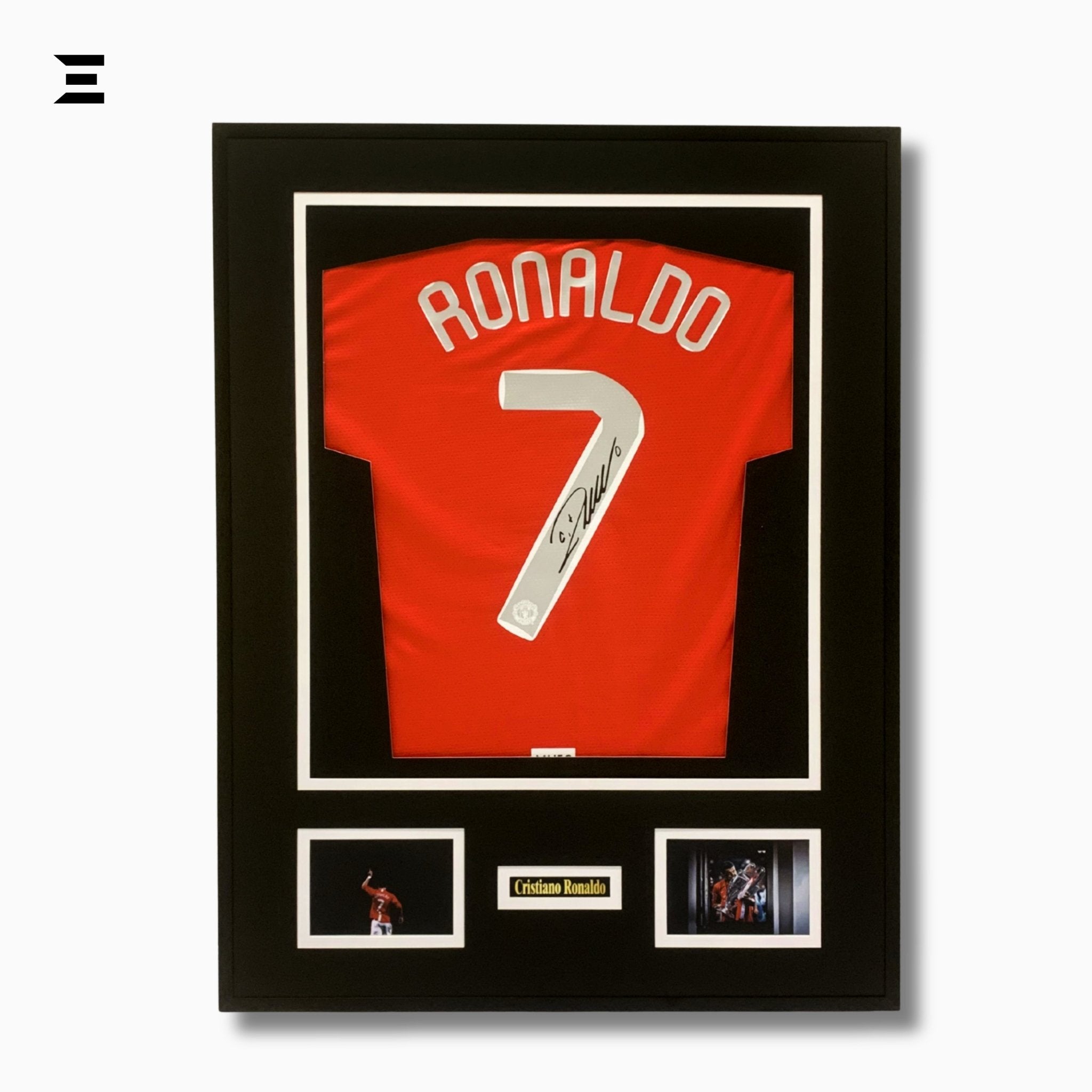 Cristiano Ronaldo “Signed” Manchester United Jersey Frame – Facsimile Autograph | Metal & Acrylic Display 23.5 × 31.5 in | IBRELIA™ - IBRELIA