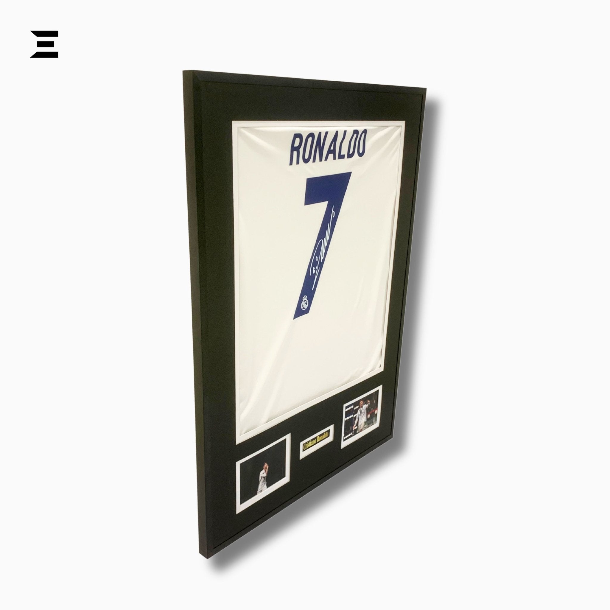 Cristiano Ronaldo “Signed” Real Madrid Jersey Frame – Facsimile Autograph | Metal & Acrylic Display 23.5 × 31.5 in | IBRELIA™ - IBRELIA