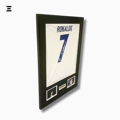 Cristiano Ronaldo “Signed” Real Madrid Jersey Frame – Facsimile Autograph | Metal & Acrylic Display 23.5 × 31.5 in | IBRELIA™ - IBRELIA