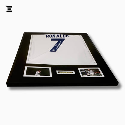 Cristiano Ronaldo “Signed” Real Madrid Jersey Frame – Facsimile Autograph | Metal & Acrylic Display 23.5 × 31.5 in | IBRELIA™ - IBRELIA