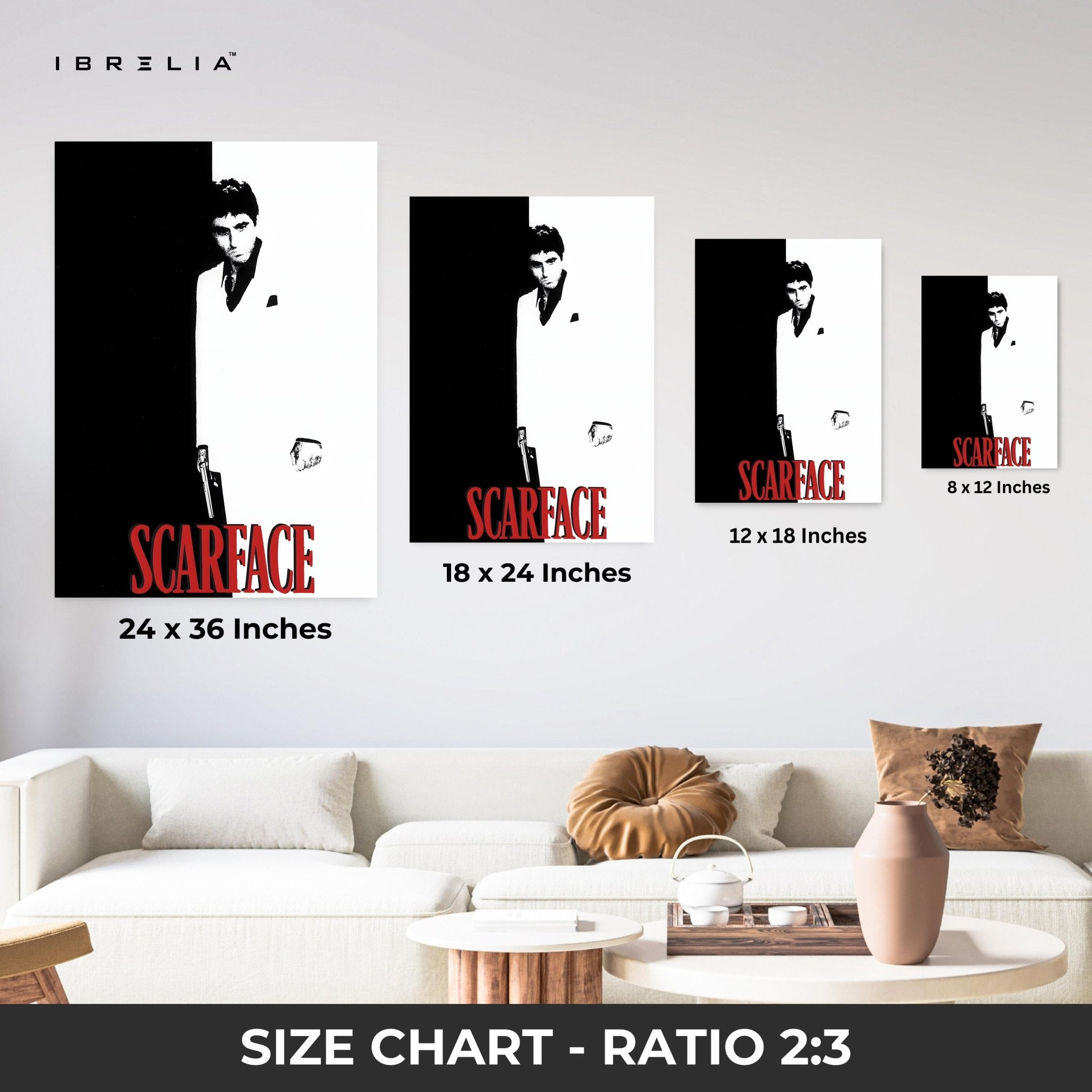 Scarface Minimalist Black & White Wall Frame | 4K Ultra Wrap Frame Wall Art in Pakistan | IBRELIA™ - IBRELIA
