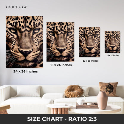 Golden Leopard Close - Up Wall Frame | 4K Ultra Wrap Frame Wall Art in Pakistan | IBRELIA™ - IBRELIA
