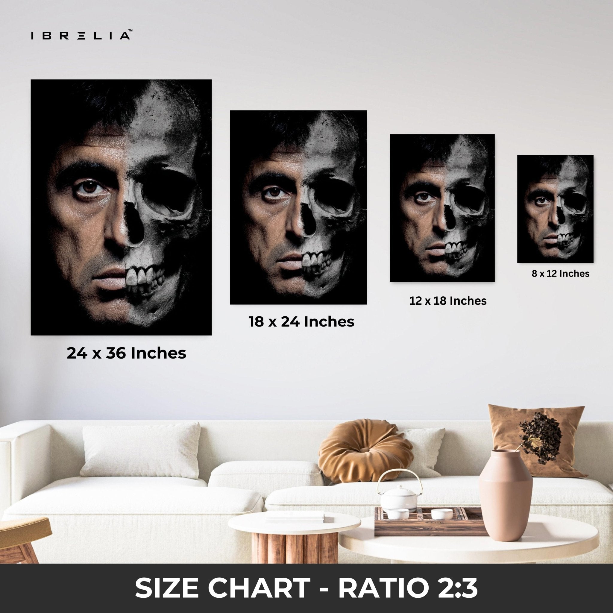 Scarface Half Skull Wall Frame | 4K Ultra Wrap Frame Wall Art in Pakistan | IBRELIA™ - IBRELIA