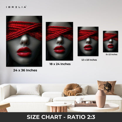 Red Blindfold Wall Frame | 4K Ultra Wrap Frame Wall Art in Pakistan | IBRELIA™ - IBRELIA