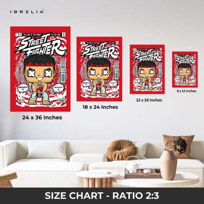Street Fighter “Ryu Edition” Pop Art Comic Frame – 4K Ultra Wrap Frame Wall Art in Pakistan | IBRELIA™ - IBRELIA