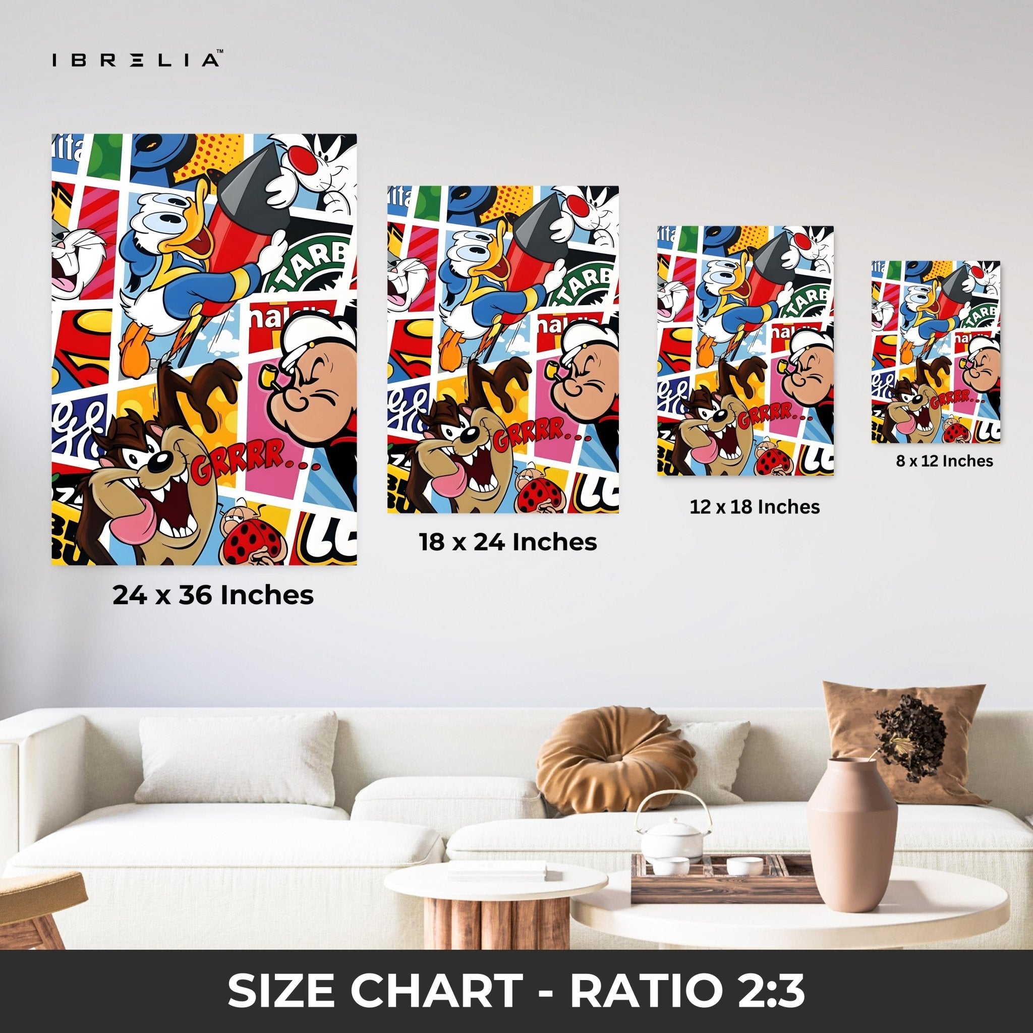 Retro Cartoon Mashup Wall Frame | 4K Ultra Wrap Frame Wall Art in Pakistan | IBRELIA™ - IBRELIA