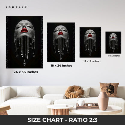 Diamond Veil Red Lips Wall Frame | 4K Ultra Wrap Frame Wall Art in Pakistan | IBRELIA™ - IBRELIA