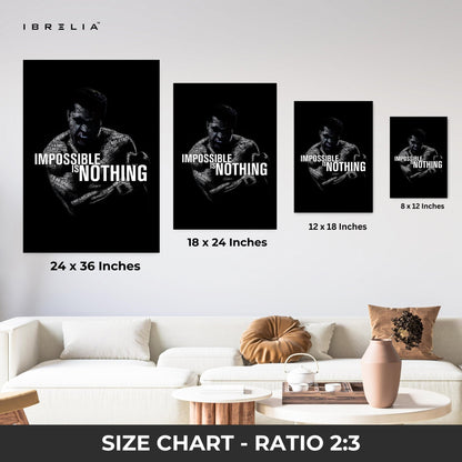 Impossible Is Nothing – Muhammad Ali Typography Wall Frame | 4K Ultra Wrap Frame Wall Art in Pakistan | IBRELIA™ - IBRELIA