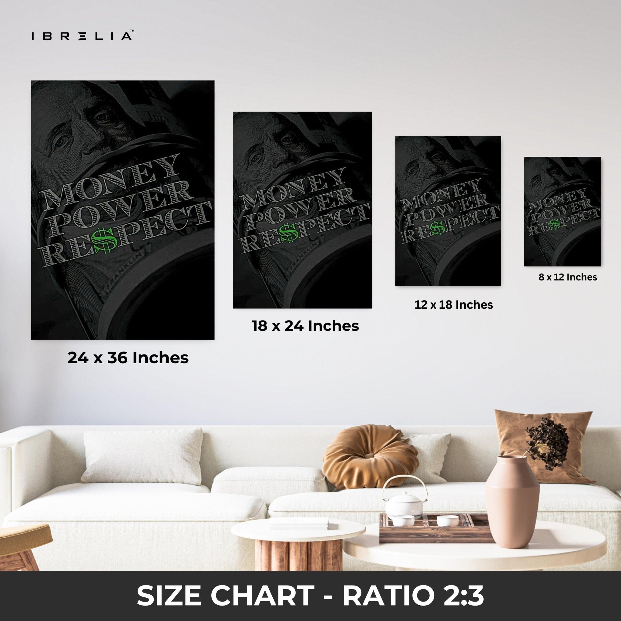 Money Power Respect Wall Frame | 4K Ultra Wrap Frame Wall Art in Pakistan | IBRELIA™ - IBRELIA