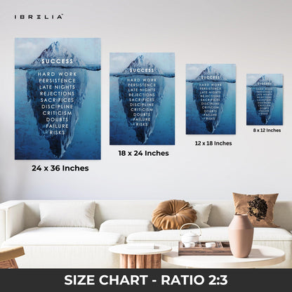 “Success Iceberg” Motivational Wall Art – Hard Work Beneath the Surface | IBRELIA™ - IBRELIA
