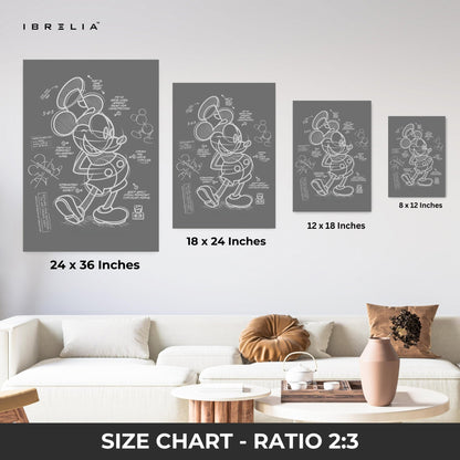 Mickey Mouse Blueprint Wall Frame | 4K Ultra Wrap Frame Wall Art in Pakistan | IBRELIA™ - IBRELIA