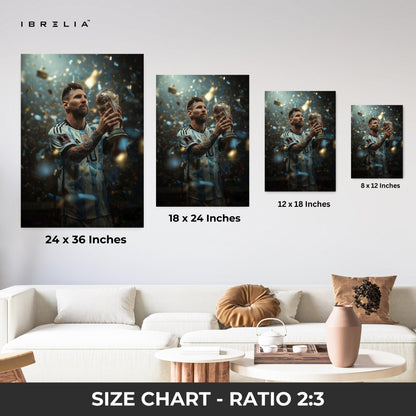Lionel Messi World Champion Trophy Wall Frame | 4K Ultra Wrap Frame Wall Art in Pakistan | IBRELIA™ - IBRELIA