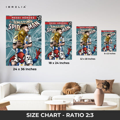 Messi × Spiderman Heroes Wall Frame | 4K Ultra Wrap Frame Wall Art in Pakistan | IBRELIA™ - IBRELIA