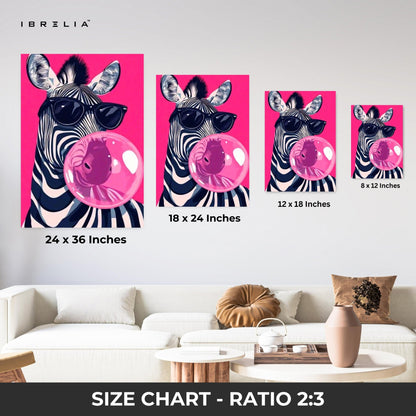 Bubblegum Zebra Wall Frame | 4K Ultra Wrap Frame Wall Art in Pakistan | IBRELIA™ - IBRELIA