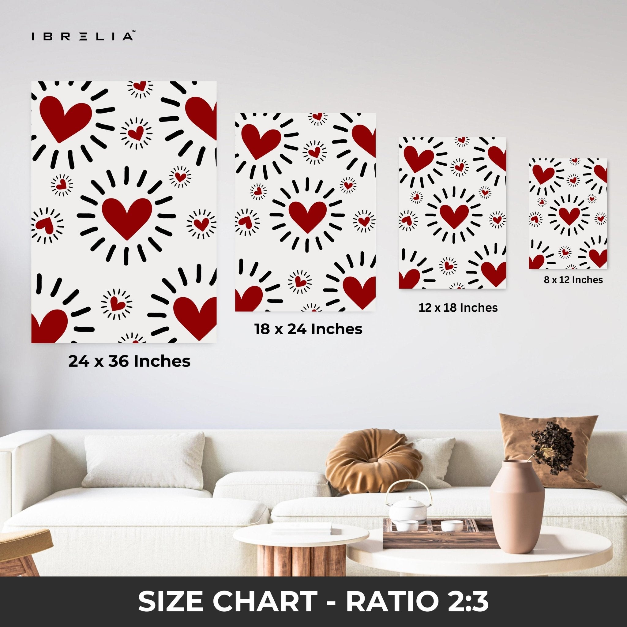 Love Burst Hearts Wall Frame | 4K Ultra Wrap Frame Wall Art in Pakistan | IBRELIA™ - IBRELIA