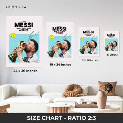 Lionel Messi Kissing the World Cup Trophy – 4K Ultra Wrap Frame Wall Art in Pakistan | IBRELIA™ - IBRELIA