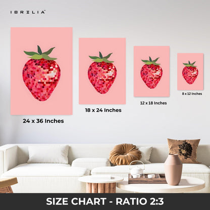 Pixel Strawberry Wall Frame | 4K Ultra Wrap Frame Wall Art in Pakistan | IBRELIA™ - IBRELIA