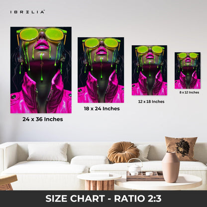 Neon Drip Girl Wall Frame | 4K Ultra Wrap Frame Wall Art in Pakistan | IBRELIA™ - IBRELIA