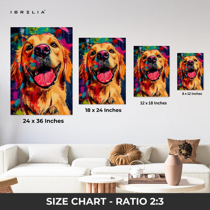 Colorful Golden Retriever Wall Frame | 4K Ultra Wrap Frame Wall Art in Pakistan | IBRELIA™ - IBRELIA