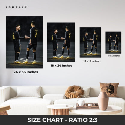 Messi × Ronaldo Handshake Wall Frame | 4K Ultra Wrap Frame Wall Art in Pakistan | IBRELIA™ - IBRELIA