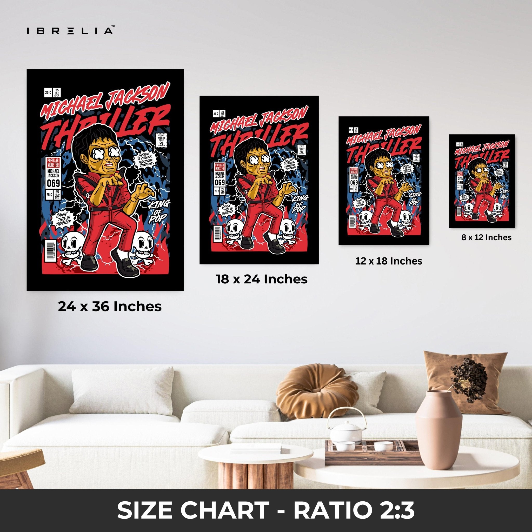 Michael Jackson “Thriller” Pop Art Comic Edition – 4K Ultra Wrap Frame Wall Art in Pakistan | IBRELIA™ - IBRELIA