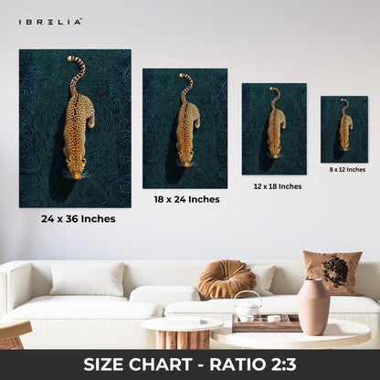 Golden Leopard Dive Wall Frame | 4K Ultra Wrap Frame Wall Art in Pakistan | IBRELIA™ - IBRELIA